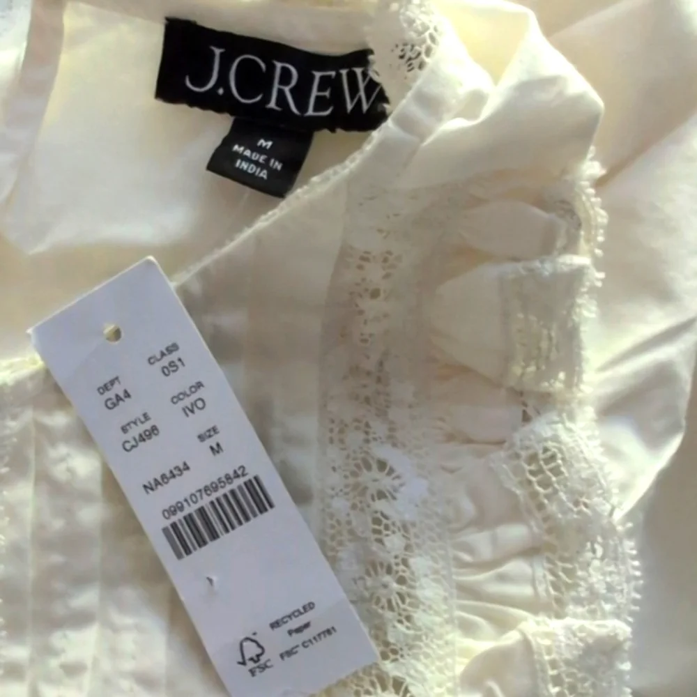 J Crew Lace Trim Pintuck Dress CJ496 Ivory NWT Romantic